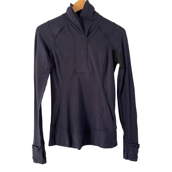 Lululemon Half Zip Navy Striped Athletic Workout Runningg Yoga Sweatshirt Top 6 - Picture 4 of 9